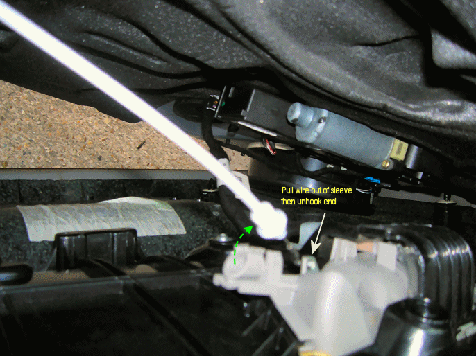removing wire actuator inside A4 door