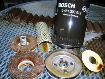 Bosch filter parts and oil analysis (Audi A4 1.8L engine)
